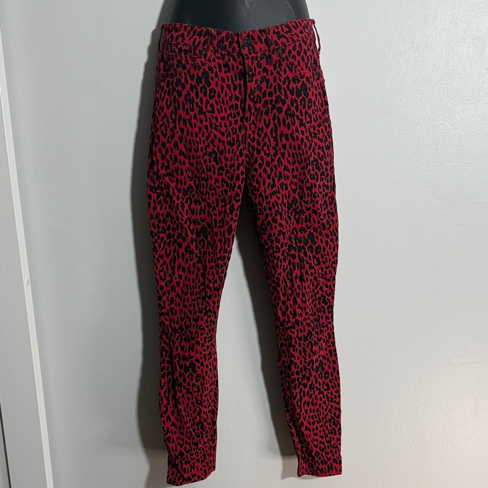 Guess Red and Black Leopard Print Skinny Jeans